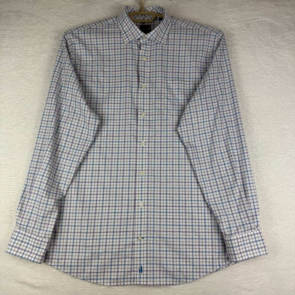 johnnie-O Performance Shirt Men XL Blue Purple Plaid Long Sleeve Button Down